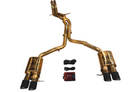2010-2016 Audi B8, B8.5 S4, S5 3.0, 4.2L Catback T304 Stainless Steel Finished in Anodized Gold Brushed 3.5 Inch Outlet Tips Valvetronic Designs